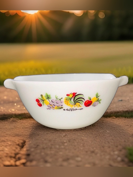 Fire-King Other - Vintage Anchor Hocking Fire King Chanticleer Milk Glass Mixing Bowl 11.75" x 10"